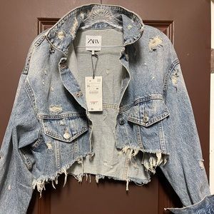 ZARA NWT CROP DISTRESSED JACKET XL NEVER WORN USD 59 I JUST WANT 40